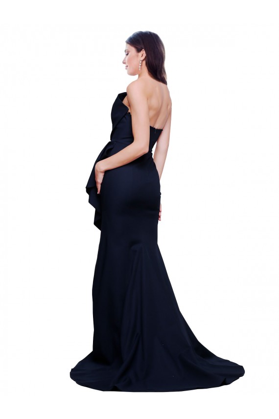 Stretch Crepe Sheath Sweep Train Sleeveless Low Back Dark Navy Prom Dresses Glasgow