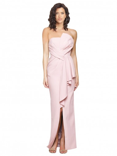 Stretch Crepe Sheath Long Sleeveless Pink Low Back Formal Dress / Bridesmaid Dress Glasgow