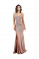 Stretch Crepe Mermaid Long Sleeveless Low Back Side Slit Prom Dresses Glasgow