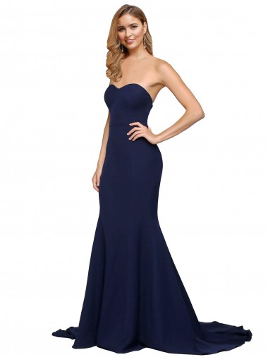 Stretch Crepe A-Line Sweep Train Sleeveless Low Back Formal Evening Gown / Prom Dress / Bridesmaid Dress Glasgow