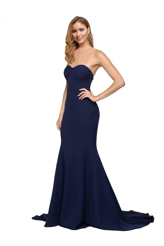 Stretch Crepe A-Line Sweep Train Sleeveless Low Back Formal Evening Gown / Prom Dress / Bridesmaid Dress Glasgow