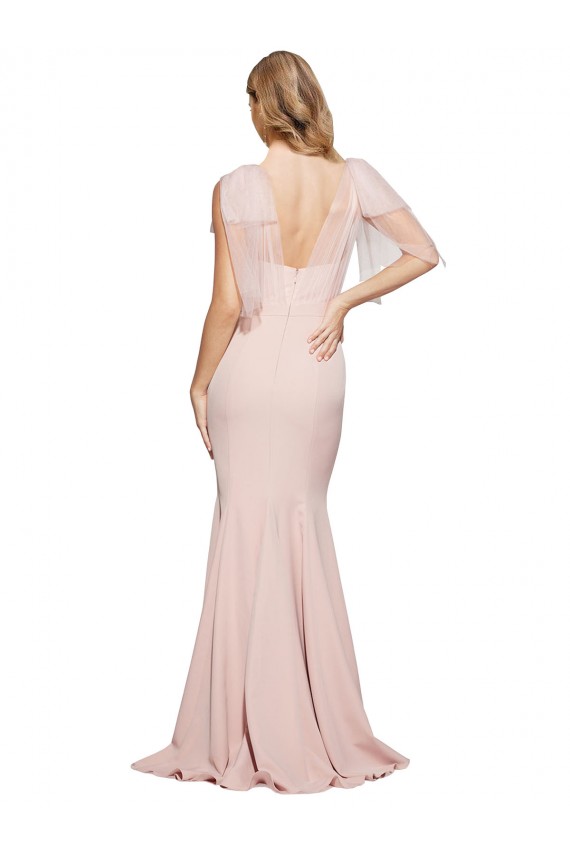 Stretch Crepe & Tulle Sheath Long Sleeveless Low Back Formal Dress / Bridesmaid Dress Glasgow