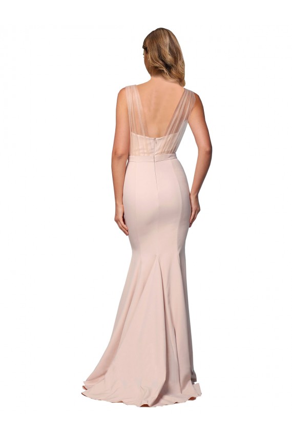 Stretch Crepe & Tulle Sheath Long Sleeveless Low Back Formal Evening Gown / Prom Dress / Bridesmaid Dress Glasgow