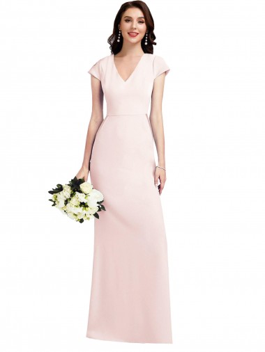 Stretch Crepe A-Line Long Cap Sleeves Formal Evening Gown / Prom Dress / Bridesmaid Dress Glasgow