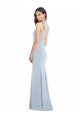 Stretch Crepe Trumpet Long Sleeveless Light Sky Blue Open Back Semi Formal Evening Dress / Prom Dress / Bridesmaid Dress Glasgow
