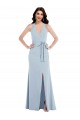 Stretch Crepe A-Line Long Sleeveless Halter Neck Open Back Prom Dresses Glasgow