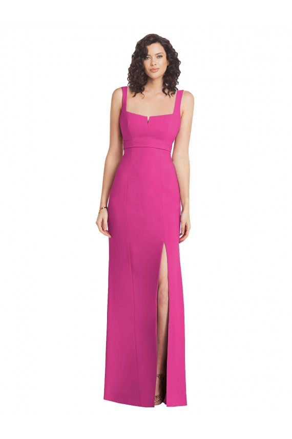 Stretch Crepe Trumpet Long Sleeveless Square Neck Low Back Prom Dresses Glasgow