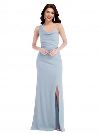 Stretch Crepe Trumpet Trumpet Sleeveless Light Sky Blue Formal Dress / Bridesmaid Dress Glasgow
