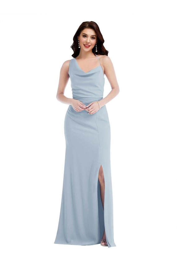 Stretch Crepe Trumpet Trumpet Sleeveless Light Sky Blue Formal Dress / Bridesmaid Dress Glasgow