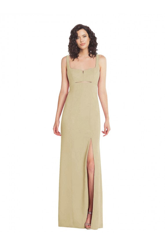 Stretch Crepe Trumpet Long Sleeveless Low Back Champagne Prom Dresses Glasgow