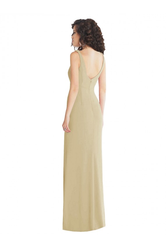 Stretch Crepe Trumpet Long Sleeveless Low Back Champagne Prom Dresses Glasgow