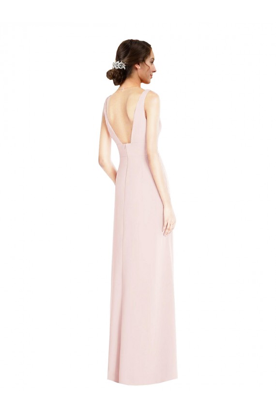 Stretch Crepe A-Line Long Sleeveless Low Back Black Tie Evening Gown / Prom Dress / Bridesmaid Dress Glasgow