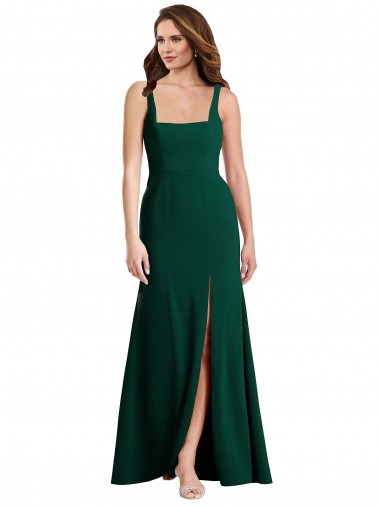 Stretch Crepe Trumpet Long Sleeveless Midnight Green Semi Formal Evening Dress / Prom Dress / Bridesmaid Dress Glasgow
