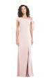 Stretch Crepe Trumpet Long Cap Sleeves Front Slit Prom Dresses Glasgow