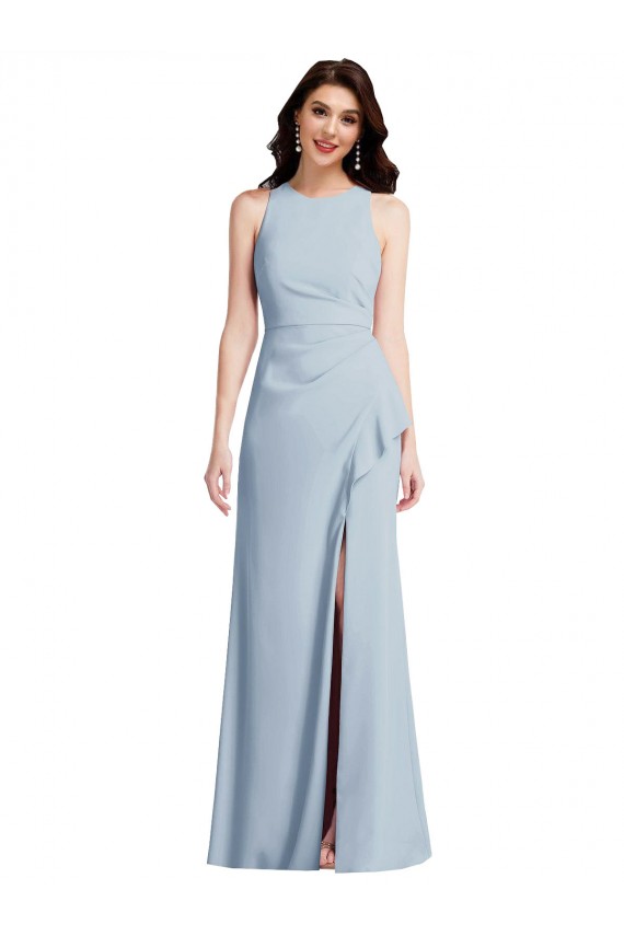 Stretch Crepe Trumpet Long Sleeveless High Slit Prom Dresses Glasgow
