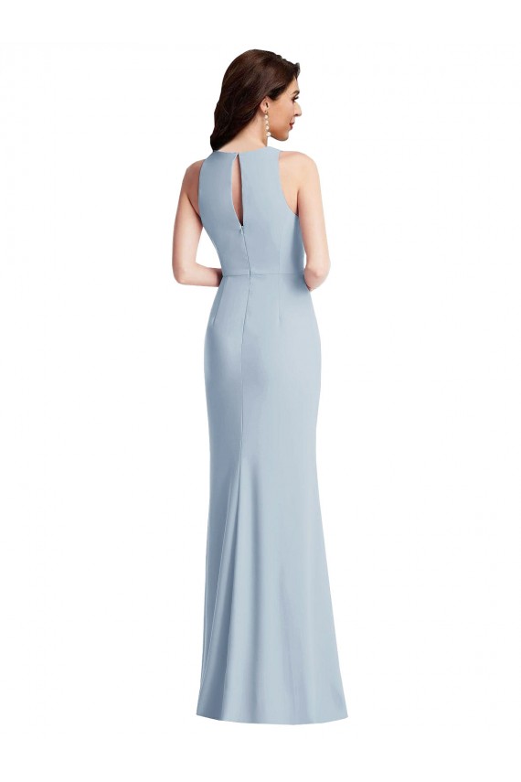 Stretch Crepe Trumpet Long Sleeveless High Slit Prom Dresses Glasgow
