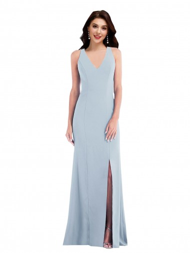 Stretch Crepe Trumpet Long Sleeveless Criss Cross Back Evening Dress / Bridesmaid Dress Glasgow