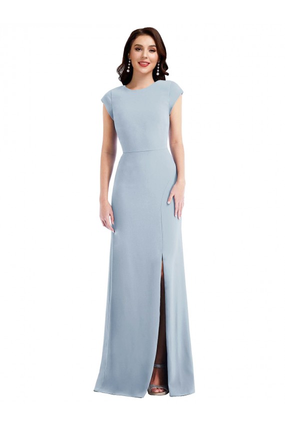 Stretch Crepe Trumpet Long Cap Sleeves Open Back Formal Evening Gown / Prom Dress / Bridesmaid Dress Glasgow