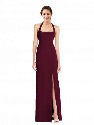Stretch Crepe Trumpet Long Sleeveless Halter Neck Open Back Prom Dresses Glasgow