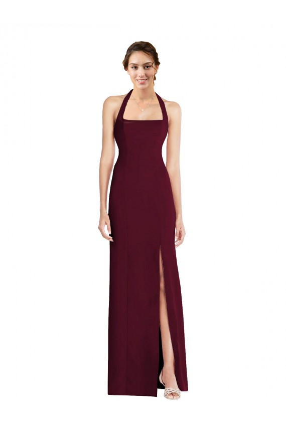 Stretch Crepe Trumpet Long Sleeveless Halter Neck Open Back Prom Dresses Glasgow