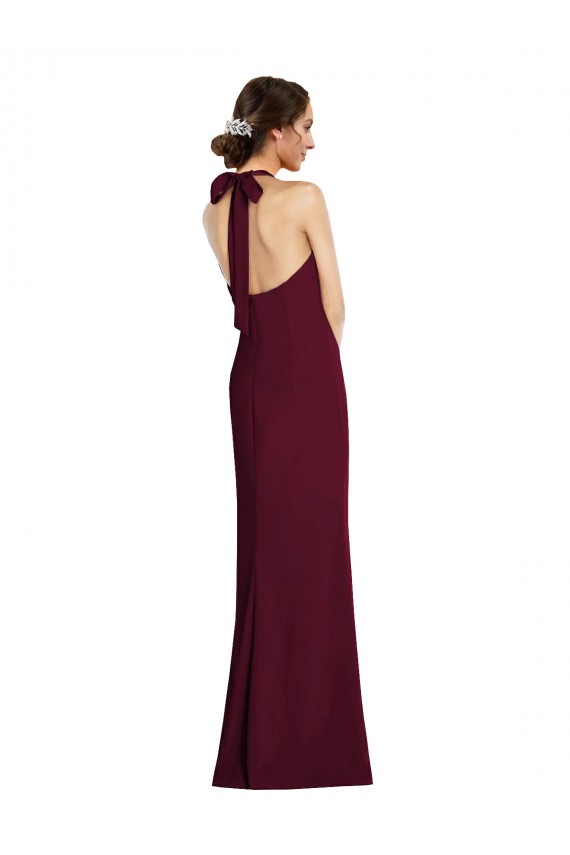 Stretch Crepe Trumpet Long Sleeveless Halter Neck Open Back Prom Dresses Glasgow