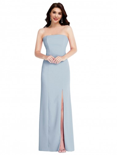 Stretch Crepe A-Line Long Sleeveless Low Back Front Slit Prom Dresses Glasgow