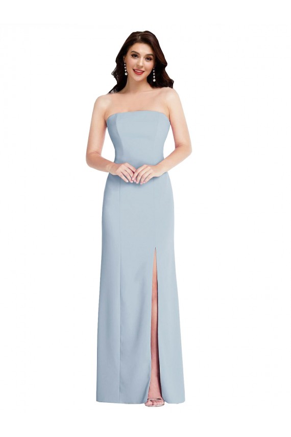 Stretch Crepe A-Line Long Sleeveless Low Back Front Slit Prom Dresses Glasgow