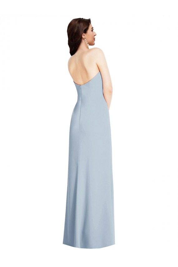 Stretch Crepe A-Line Long Sleeveless Low Back Front Slit Prom Dresses Glasgow