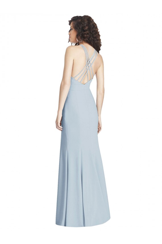 Stretch Crepe Trumpet Long Sleeveless Criss Cross Open Back Evening Dress / Bridesmaid Dress Glasgow
