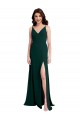 Stretch Crepe A-Line Long Sleeveless V-Back Side Slit Prom Dresses Glasgow