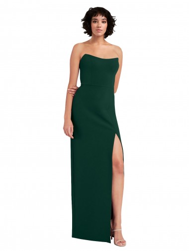 Stretch Crepe Sheath Long Sleeveless Low Back Side Slit Prom Dresses Glasgow