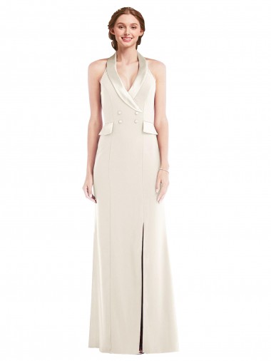 Stretch Crepe Trumpet Long Sleeveless Ivory Low Back Semi Formal Evening Dress / Prom Dress / Bridesmaid Dress Glasgow