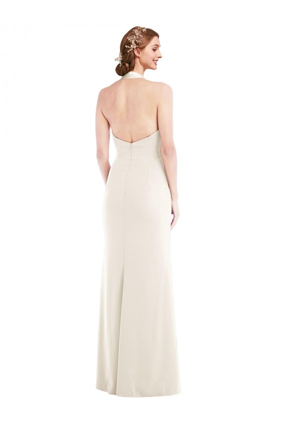 Stretch Crepe Trumpet Long Sleeveless Ivory Low Back Semi Formal Evening Dress / Prom Dress / Bridesmaid Dress Glasgow