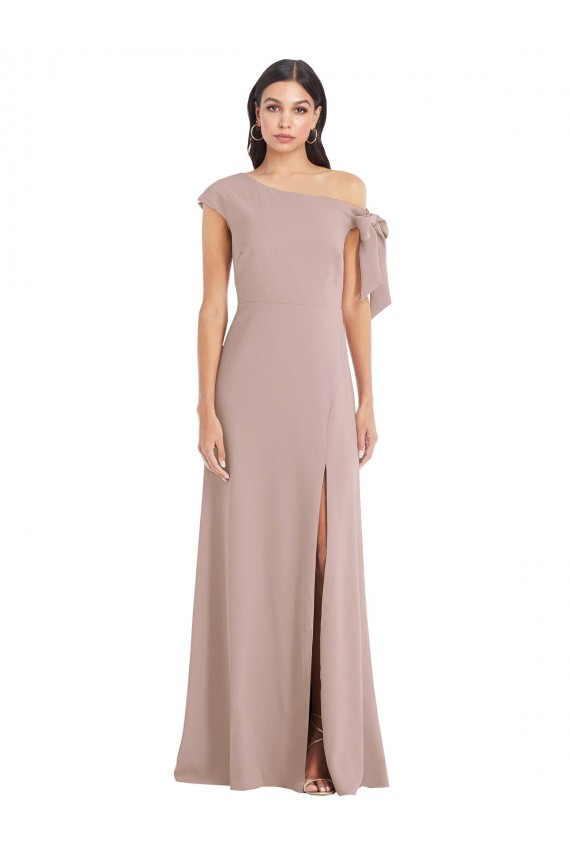 Stretch Crepe A-Line Long Sleeveless Front Slit Prom Dresses Glasgow