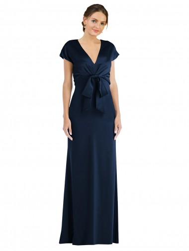Stretch Crepe Trumpet Long Cap Sleeves Keyhole Back Formal Evening Gown / Prom Dress / Bridesmaid Dress Glasgow