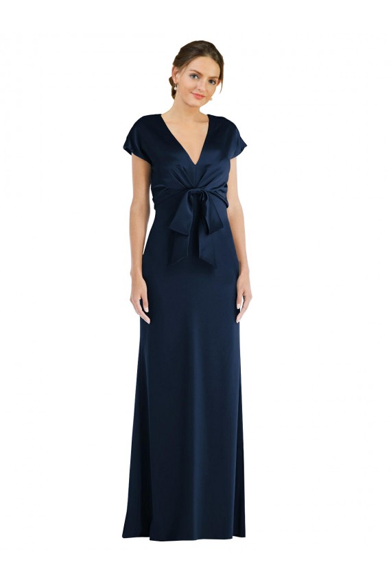 Stretch Crepe Trumpet Long Cap Sleeves Keyhole Back Formal Evening Gown / Prom Dress / Bridesmaid Dress Glasgow