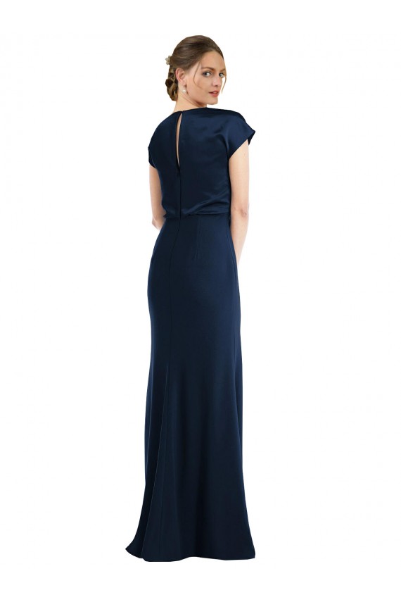 Stretch Crepe Trumpet Long Cap Sleeves Keyhole Back Formal Evening Gown / Prom Dress / Bridesmaid Dress Glasgow