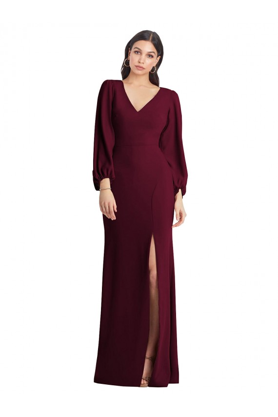 Stretch Crepe Trumpet Long Puff Sleeves Semi Formal Evening Dress / Prom Dress / Bridesmaid Dress Glasgow