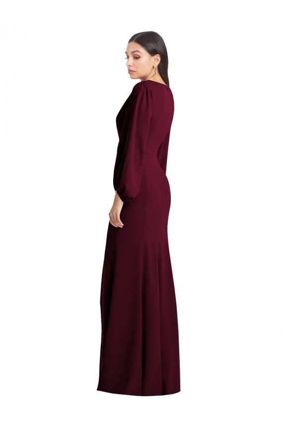 Stretch Crepe Trumpet Long Puff Sleeves Semi Formal Evening Dress / Prom Dress / Bridesmaid Dress Glasgow