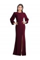 Stretch Crepe Trumpet Long Puff Sleeves Open Back Formal Dress / Bridesmaid Dress Glasgow