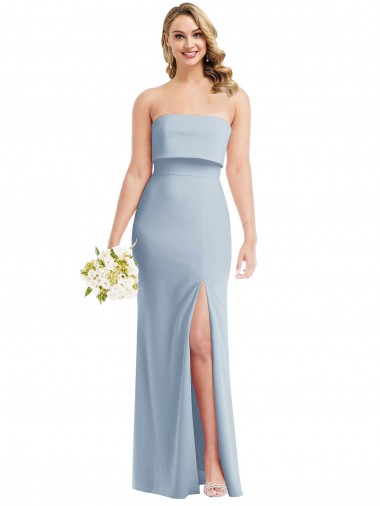 Stretch Crepe Trumpet Long Sleeveless Light Sky Blue Low Back Semi Formal Evening Dress / Prom Dress / Bridesmaid Dress Glasgow