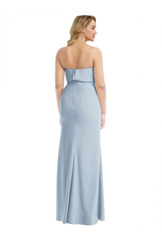 Stretch Crepe Trumpet Long Sleeveless Light Sky Blue Low Back Semi Formal Evening Dress / Prom Dress / Bridesmaid Dress Glasgow