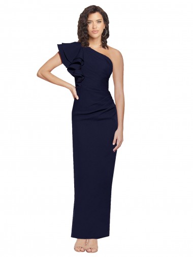 Stretch Crepe Sheath Sheath Sleeveless Dark Navy Formal Evening Gown / Prom Dress / Bridesmaid Dress Glasgow