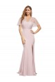 Stretch Crepe & Tulle Sheath Short Sleeves Long Low Back Formal Evening Gown / Prom Dress / Bridesmaid Dress Glasgow
