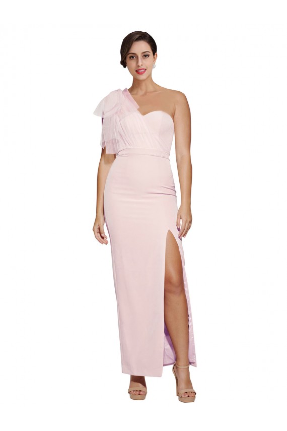 Stretch Crepe Sheath Long Sleeveless Low Back High Slit Prom Dresses Glasgow