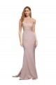 Stretch Crepe Sheath Sweep Train Sleeveless Dusty Pink Prom Dresses Glasgow