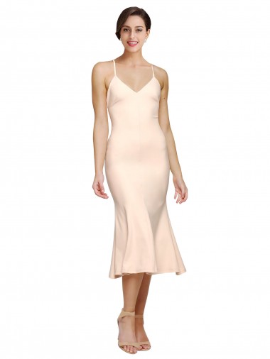 Stretch Crepe Sheath Midi Length Sleeveless Low Back Evening Gown / Prom Dress / Bridesmaid Dress Glasgow