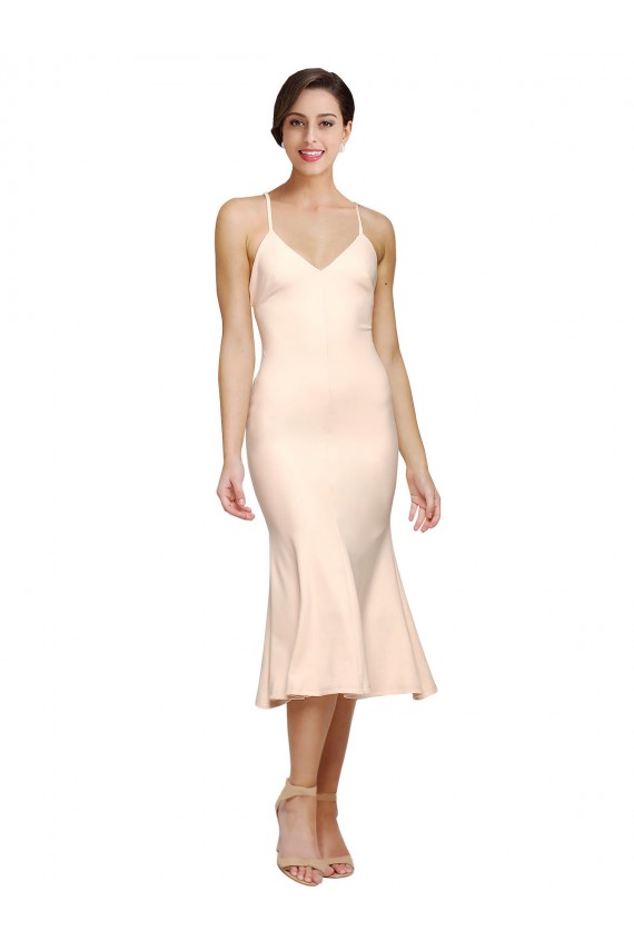 Stretch Crepe Sheath Midi Length Sleeveless Low Back Evening Gown / Prom Dress / Bridesmaid Dress Glasgow