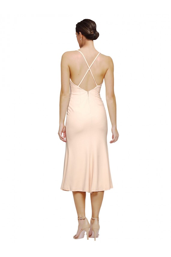 Stretch Crepe Sheath Midi Length Sleeveless Low Back Evening Gown / Prom Dress / Bridesmaid Dress Glasgow