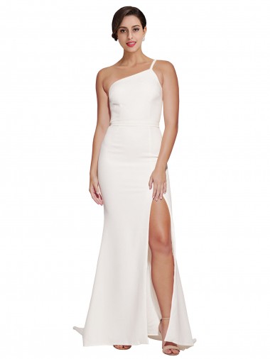Stretch Crepe Sheath Sweep Train Sleeveless Ivory Prom Dresses Glasgow